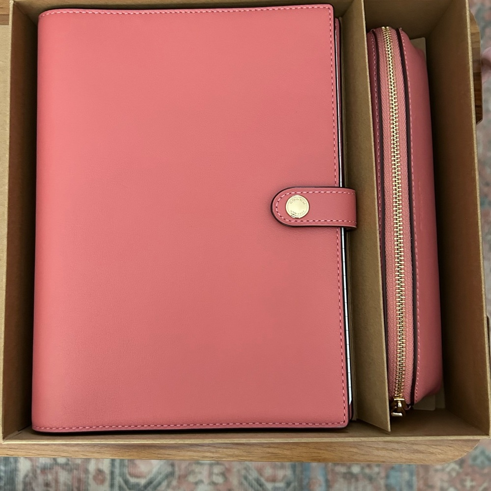 Coach Leather Notebook & Pencil Case Set